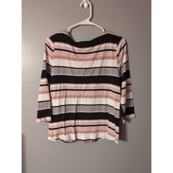 Charter Club Multicolor Striped 3/4 Sleeve Blouse Size M - Picture 4 of 7